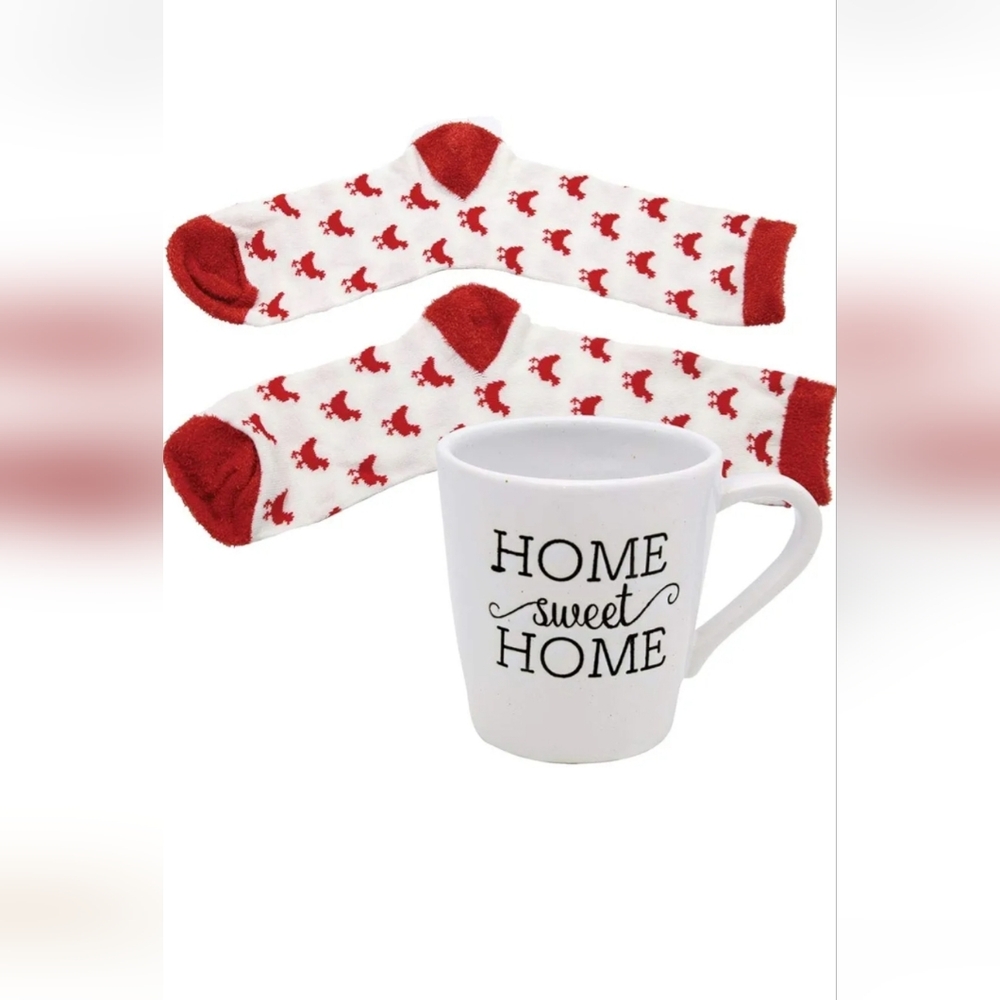 DEI Home Sweet Home Mug and Chicken Sock Set. A Fun Gift! NWT